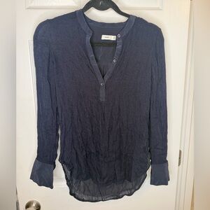 Vince Midnight Blue Textured Blouse